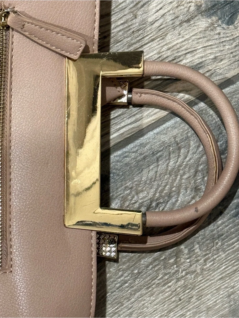 Structured Top-Handle Satchel in Dusty Rose with Gold Accent